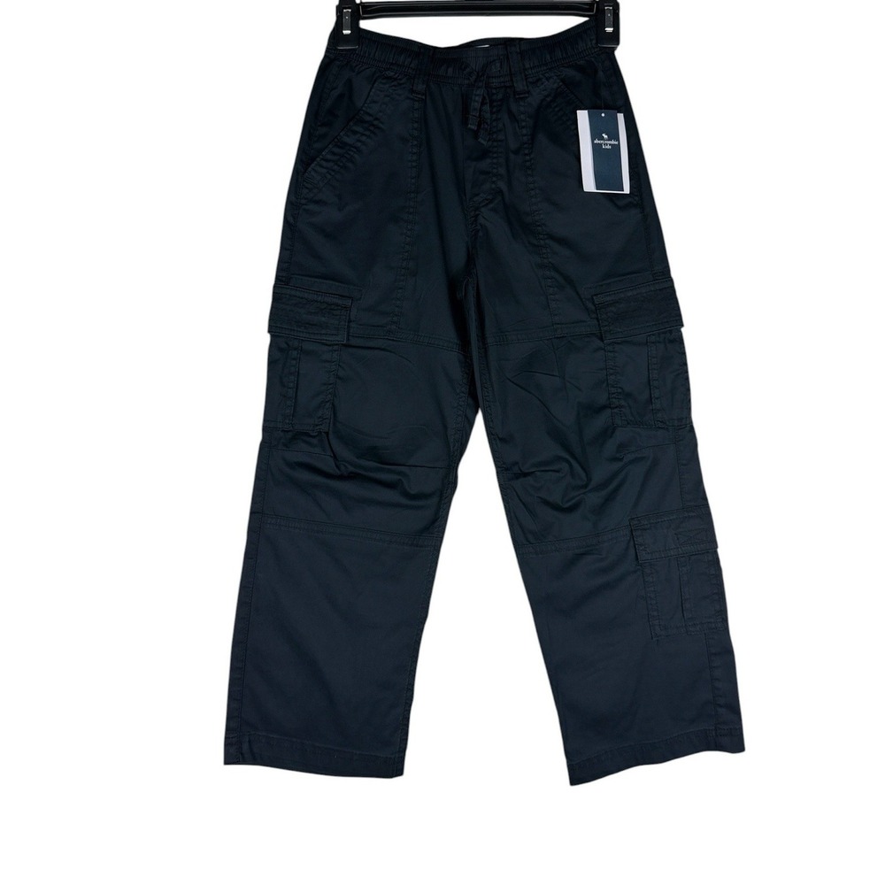 Abercrombie Kids Baggy Cargo Pants Boys 7/8 Anthracite Black NWT $60